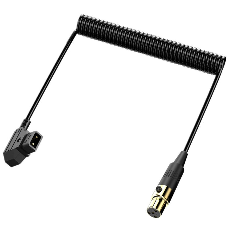 D-Tap to Mini XLR 4 Pin Female Camera Monitor Power Coiled Adapter Cable, Length: 1.5m - Black