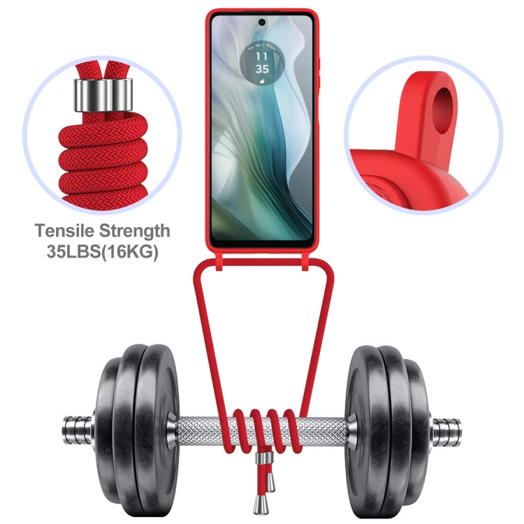 For Motorola Moto G04 / G04s / G24 Integrated Card Bag Solid Color Liquid Silicone Phone Case with Lanyard
