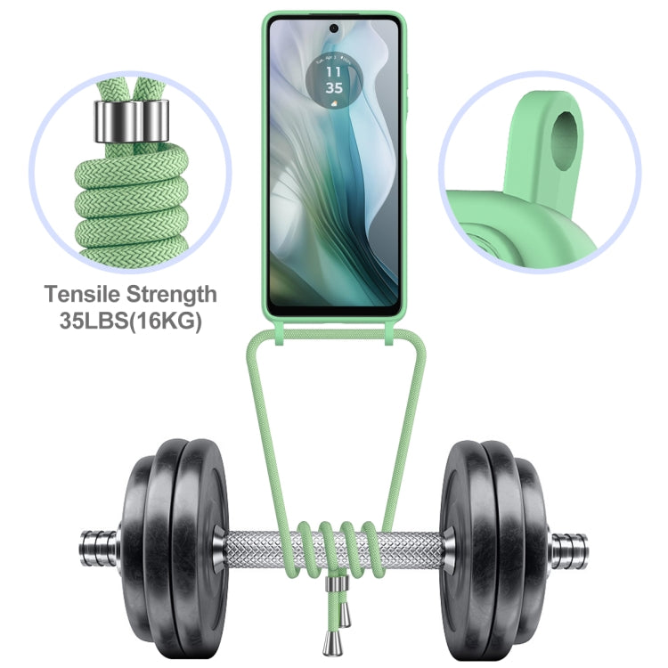 For Motorola Moto G04 / G04s / G24 Integrated Card Bag Solid Color Liquid Silicone Phone Case with Lanyard