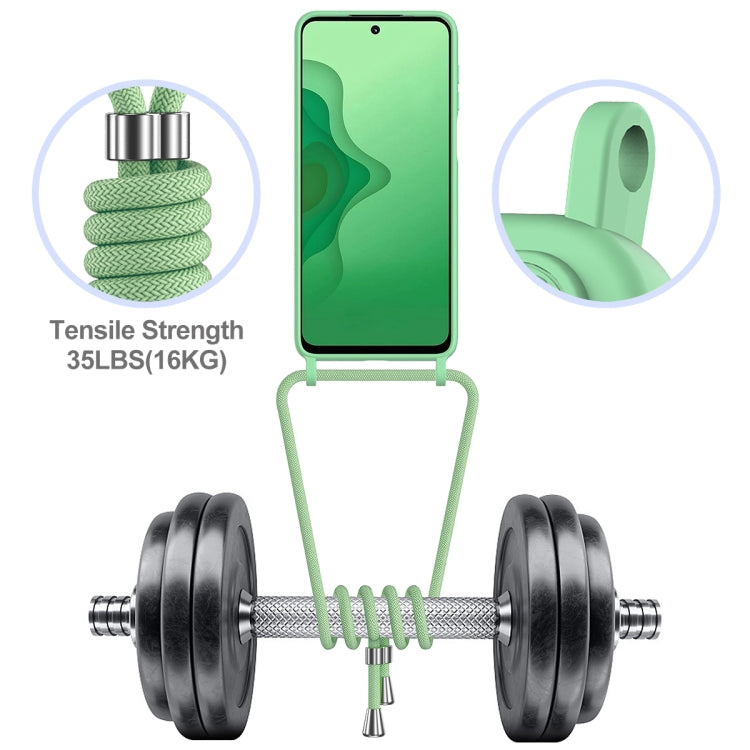 For Motorola Moto G14 Integrated Card Bag Solid Color Liquid Silicone Phone Case with Lanyard