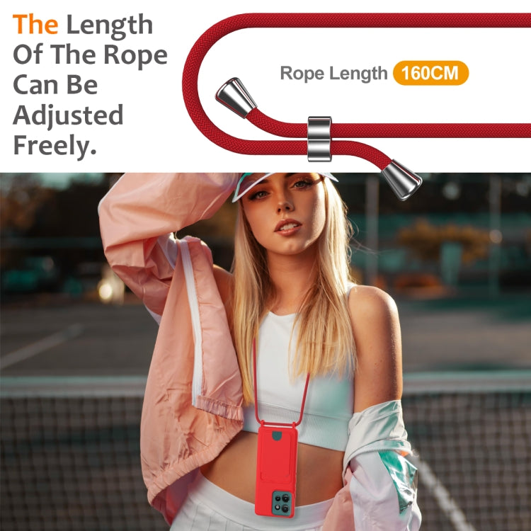 For Motorola Edge 50 Integrated Card Bag Solid Color Liquid Silicone Phone Case with Lanyard