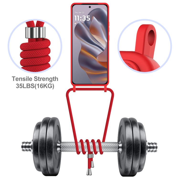 For Motorola Edge 50 Neo / 60 Neo Integrated Card Bag Solid Color Liquid Silicone Phone Case with Lanyard