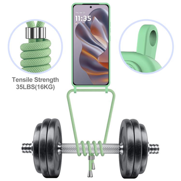 For Motorola Edge 50 Neo / 60 Neo Integrated Card Bag Solid Color Liquid Silicone Phone Case with Lanyard