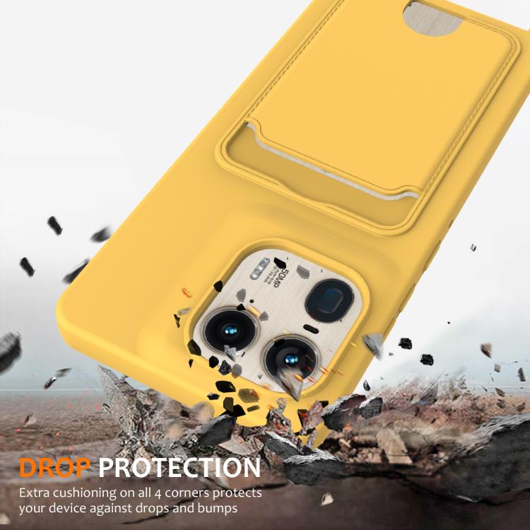 For Motorola Edge 50 Ultra Integrated Card Bag Solid Color Liquid Silicone Phone Case with Lanyard