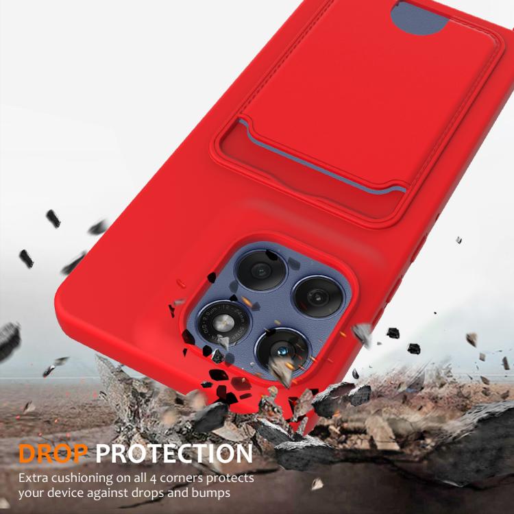 For Motorola Edge 60 / 60s /60 Fusion Integrated Card Bag Solid Color Liquid Silicone Phone Case with Lanyard