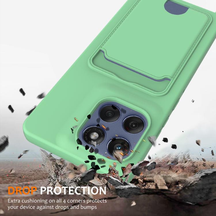 For Motorola Edge 60 Stylus Integrated Card Bag Solid Color Liquid Silicone Phone Case with Lanyard