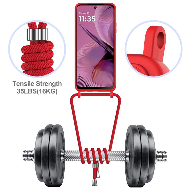 For Motorola Moto G55 Integrated Card Bag Solid Color Liquid Silicone Phone Case with Lanyard