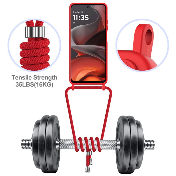 For Motorola Moto G67 Power / G57 Power Integrated Card Bag Solid Color Liquid Silicone Phone Case with Lanyard