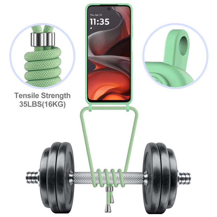 For Motorola Moto G67 Power / G57 Power Integrated Card Bag Solid Color Liquid Silicone Phone Case with Lanyard