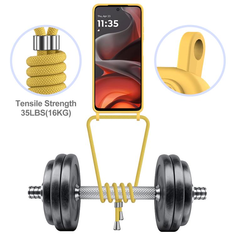 For Motorola Moto G67 Power / G57 Power Integrated Card Bag Solid Color Liquid Silicone Phone Case with Lanyard