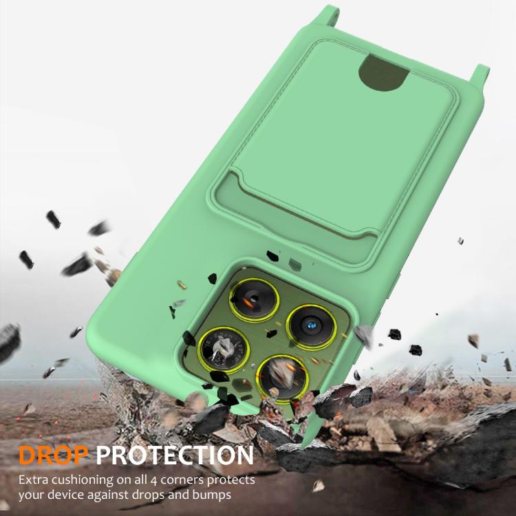 For Motorola Edge 70 5G / Moto X70 Air Integrated Card Bag Solid Color Liquid Silicone Phone Case with Lanyard