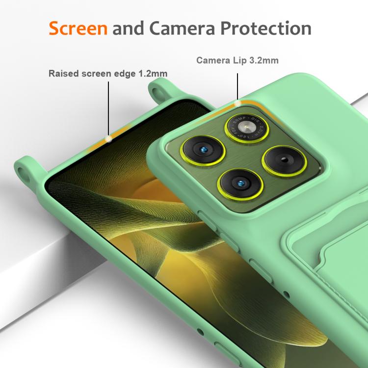 For Motorola Edge 70 5G / Moto X70 Air Integrated Card Bag Solid Color Liquid Silicone Phone Case with Lanyard