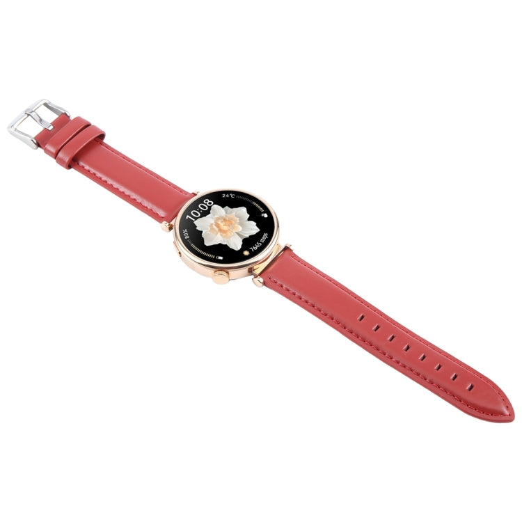 14mm Silver Steel Buckle Genuine Leather Watch Band Wristband