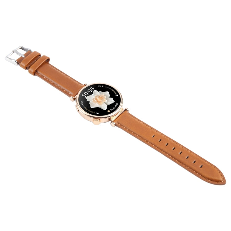 20mm Silver Steel Buckle Genuine Leather Watch Band Wristband