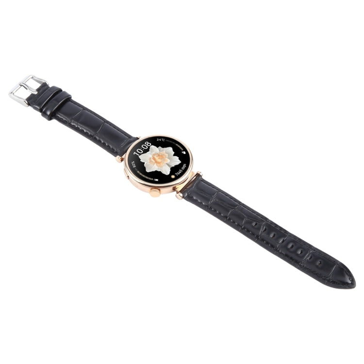20mm Silver Steel Buckle Genuine Leather Watch Band Wristband
