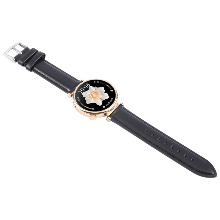 22mm Silver Steel Buckle Genuine Leather Watch Band Wristband
