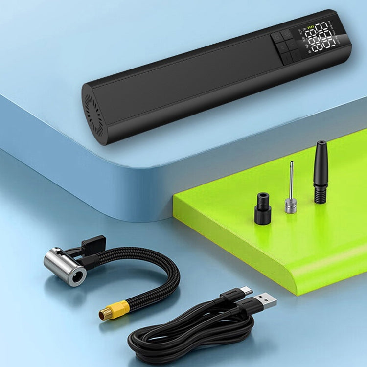 T6 Car Digital Display Portable Smart Electric Wireless Air Pump - Black