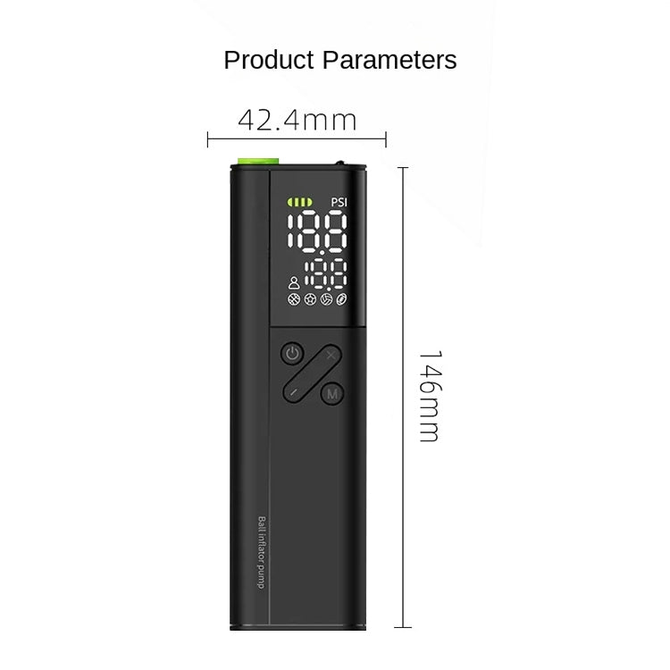 B7 Smart Electric Wireless Ball Air Pump With LED Display - Black