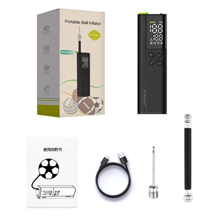 B7 Smart Electric Wireless Ball Air Pump With LED Display - Black