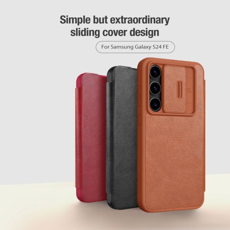 For Samsung Galaxy S24 FE 5G NILLKIN QIN Series Pro Sliding Camera Cover Design Leather Phone Case