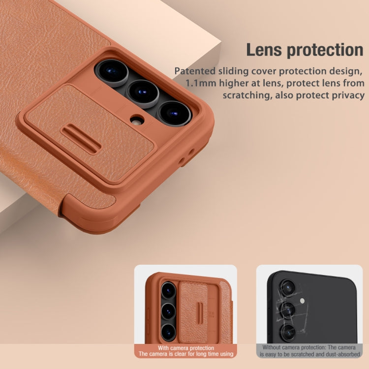For Samsung Galaxy S24 FE 5G NILLKIN QIN Series Pro Sliding Camera Cover Design Leather Phone Case