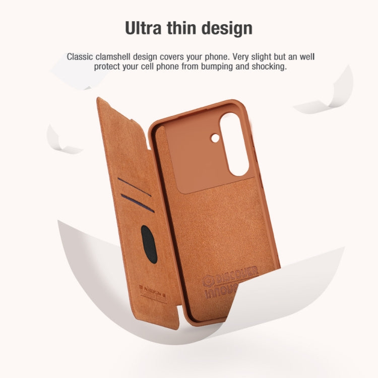 For Samsung Galaxy S24 FE 5G NILLKIN QIN Series Pro Sliding Camera Cover Design Leather Phone Case
