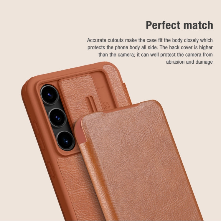 For Samsung Galaxy S24 FE 5G NILLKIN QIN Series Pro Sliding Camera Cover Design Leather Phone Case