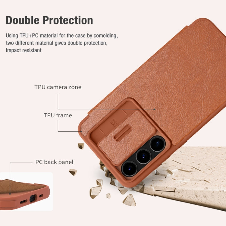 For Samsung Galaxy S24 FE 5G NILLKIN QIN Series Pro Sliding Camera Cover Design Leather Phone Case