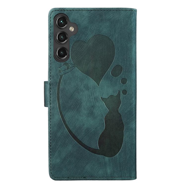 For Samsung Galaxy S25 FE 5G Pen Heart Cat Embossed Leather Phone Case