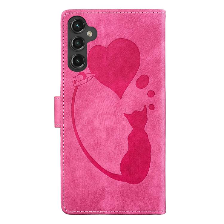 For Samsung Galaxy S25 FE 5G Pen Heart Cat Embossed Leather Phone Case