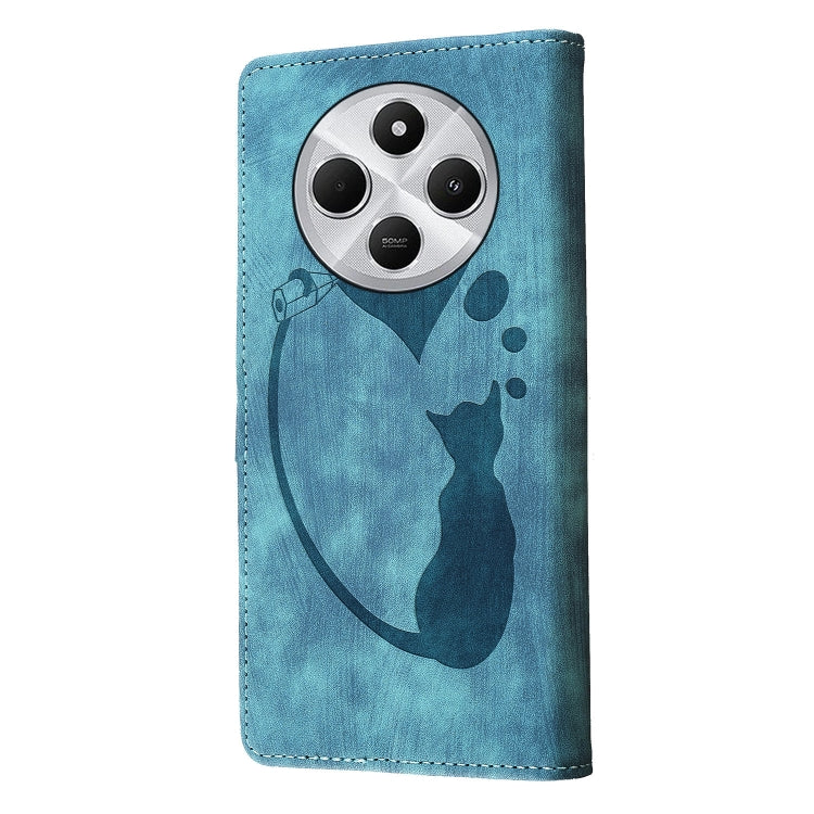 For Redmi 14C 4G Pen Heart Cat Embossed Leather Phone Case