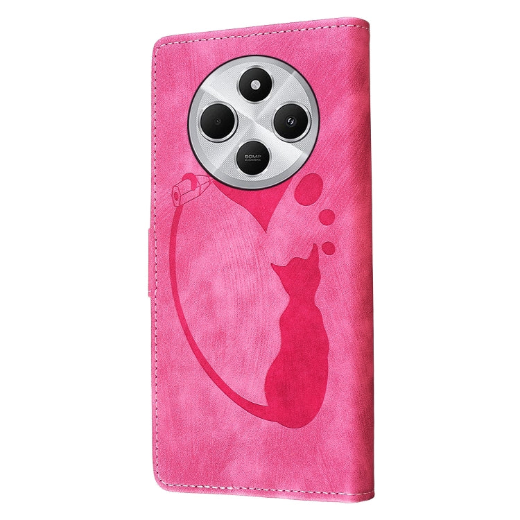 For Redmi 14C 4G Pen Heart Cat Embossed Leather Phone Case