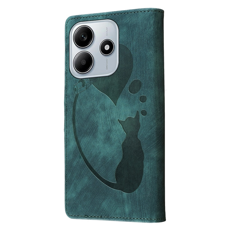 For Redmi Note 14 5G Pen Heart Cat Embossed Leather Phone Case