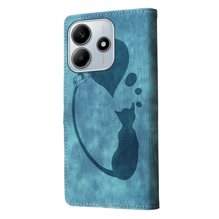 For Redmi Note 14 5G Pen Heart Cat Embossed Leather Phone Case