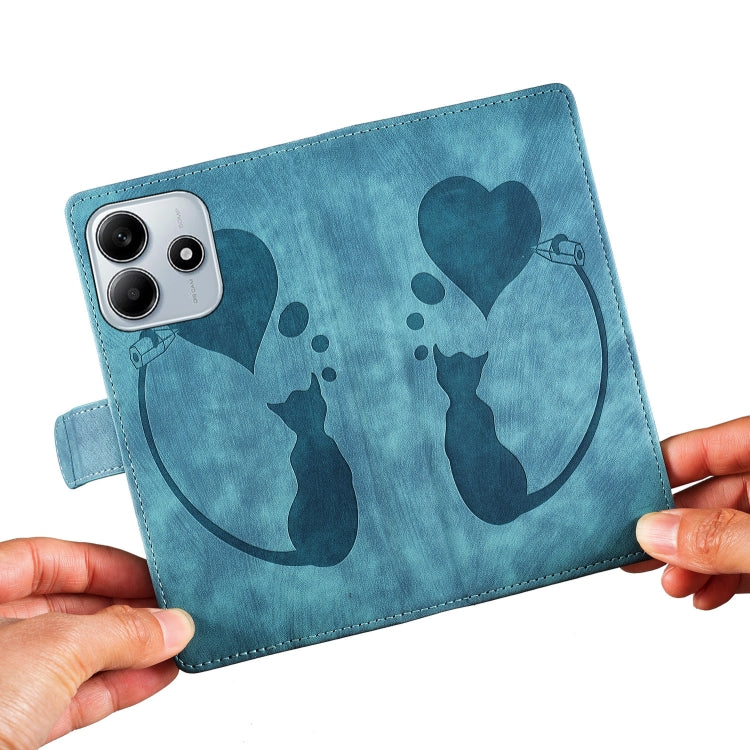For Redmi Note 14 5G Pen Heart Cat Embossed Leather Phone Case