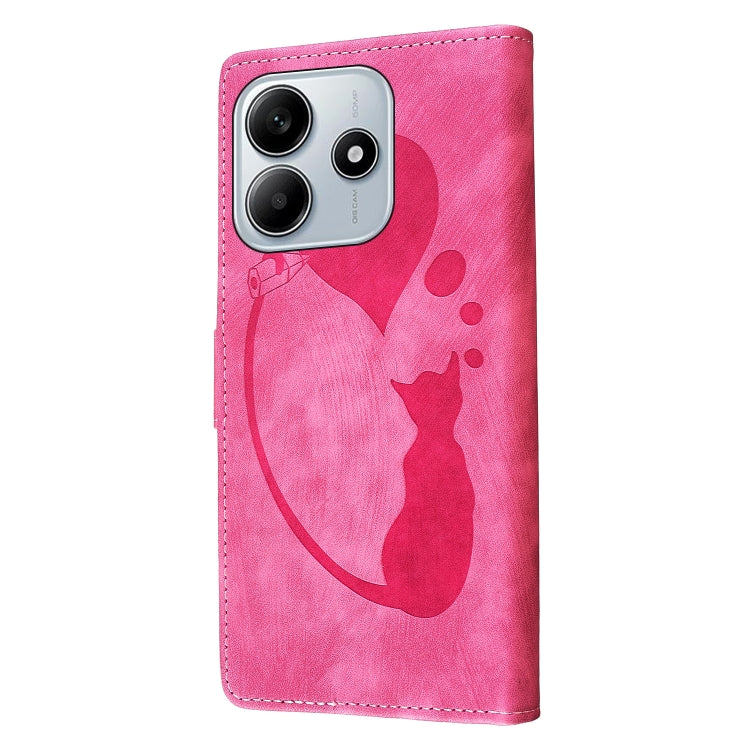 For Redmi Note 14 5G Pen Heart Cat Embossed Leather Phone Case