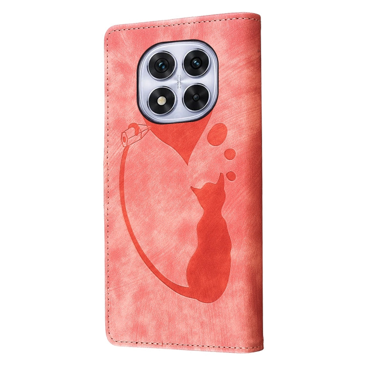 For Redmi Note 14 Pro 5G Pen Heart Cat Embossed Leather Phone Case