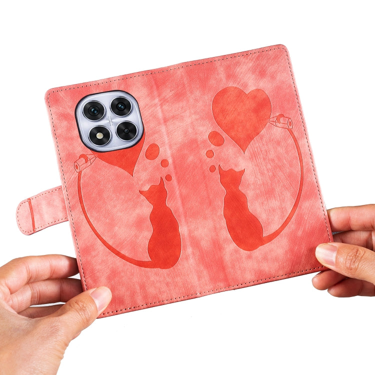 For Redmi Note 14 Pro 5G Pen Heart Cat Embossed Leather Phone Case