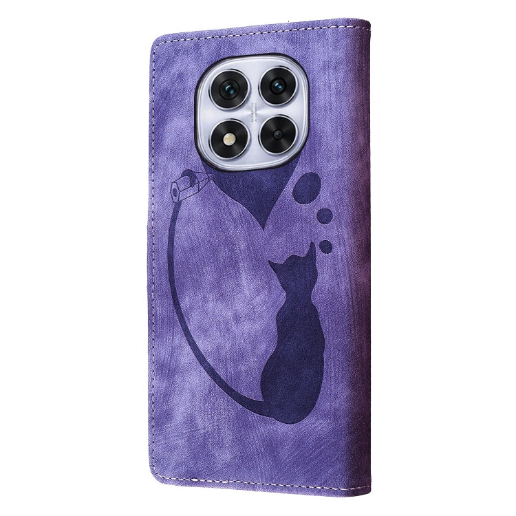 For Redmi Note 14 Pro 5G Pen Heart Cat Embossed Leather Phone Case