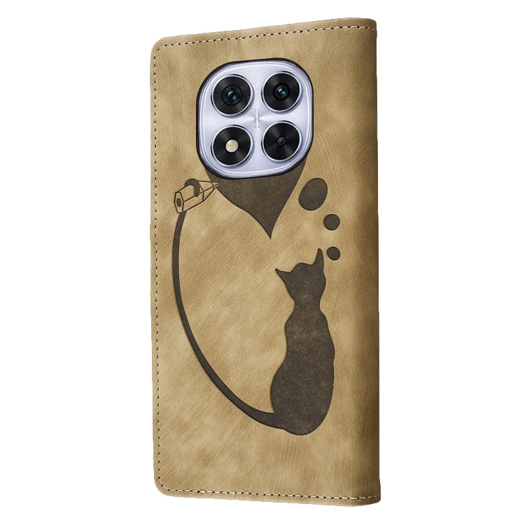 For Redmi Note 14 Pro 5G Pen Heart Cat Embossed Leather Phone Case