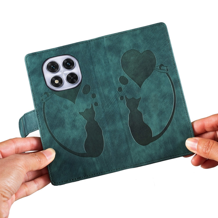 For Redmi Note 14 Pro 5G Pen Heart Cat Embossed Leather Phone Case