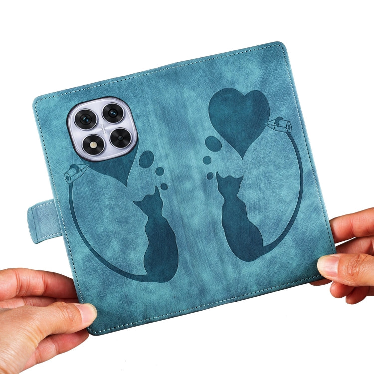 For Redmi Note 14 Pro 5G Pen Heart Cat Embossed Leather Phone Case