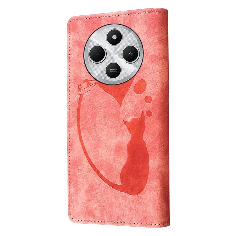 For Redmi A4 5G Pen Heart Cat Embossed Leather Phone Case