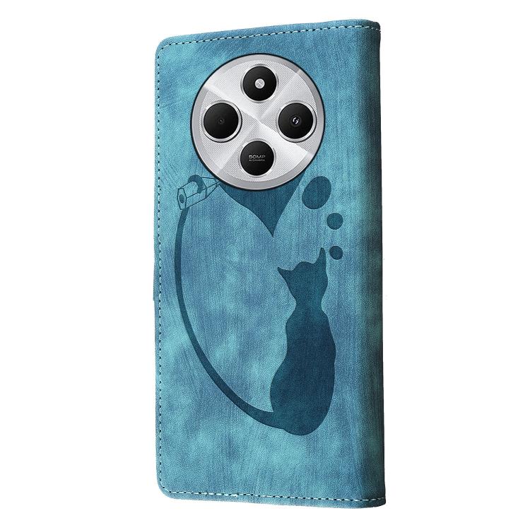For Redmi A4 5G Pen Heart Cat Embossed Leather Phone Case