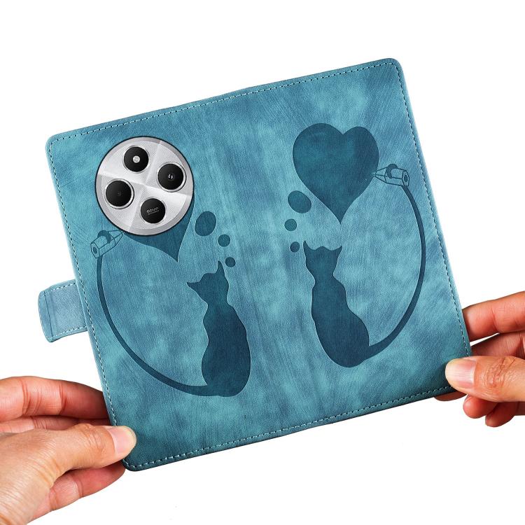 For Redmi A4 5G Pen Heart Cat Embossed Leather Phone Case