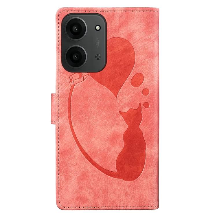 For Redmi 15C 5G / 4G EU 173mm Pen Heart Cat Embossed Leather Phone Case