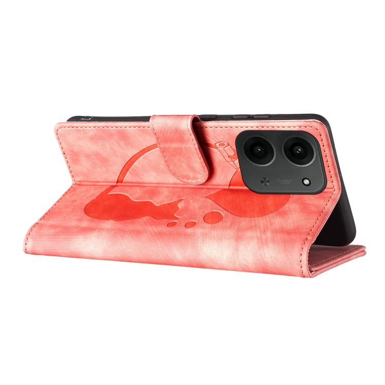 For Redmi 15C 5G / 4G EU 173mm Pen Heart Cat Embossed Leather Phone Case
