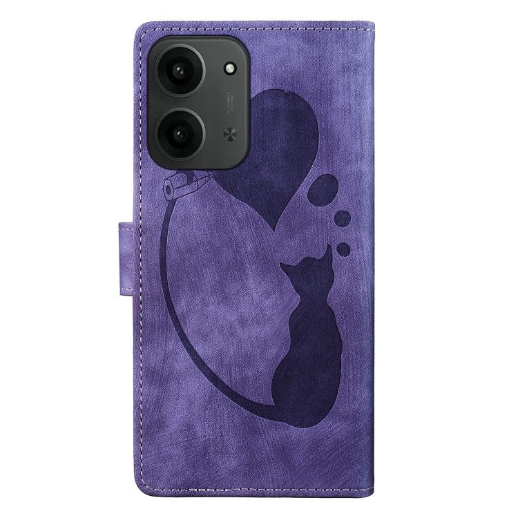 For Redmi 15C 5G / 4G EU 173mm Pen Heart Cat Embossed Leather Phone Case