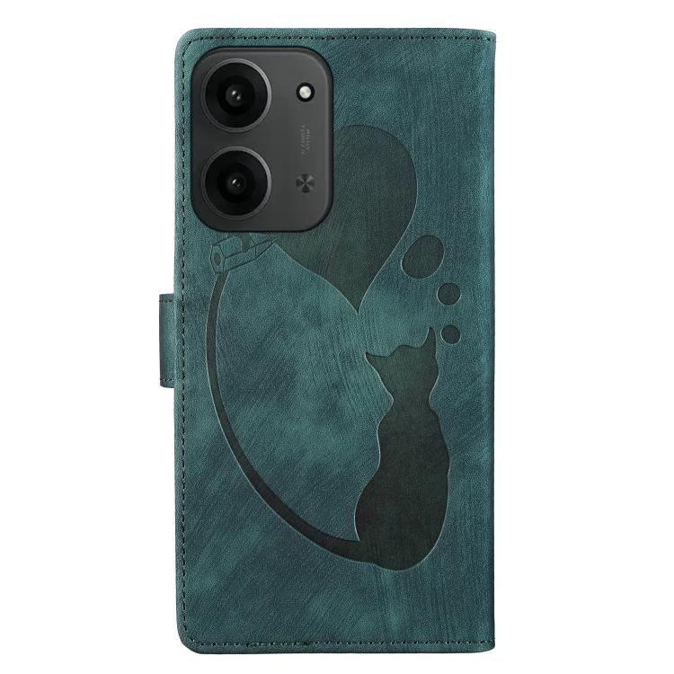For Redmi 15C 5G / 4G EU 173mm Pen Heart Cat Embossed Leather Phone Case