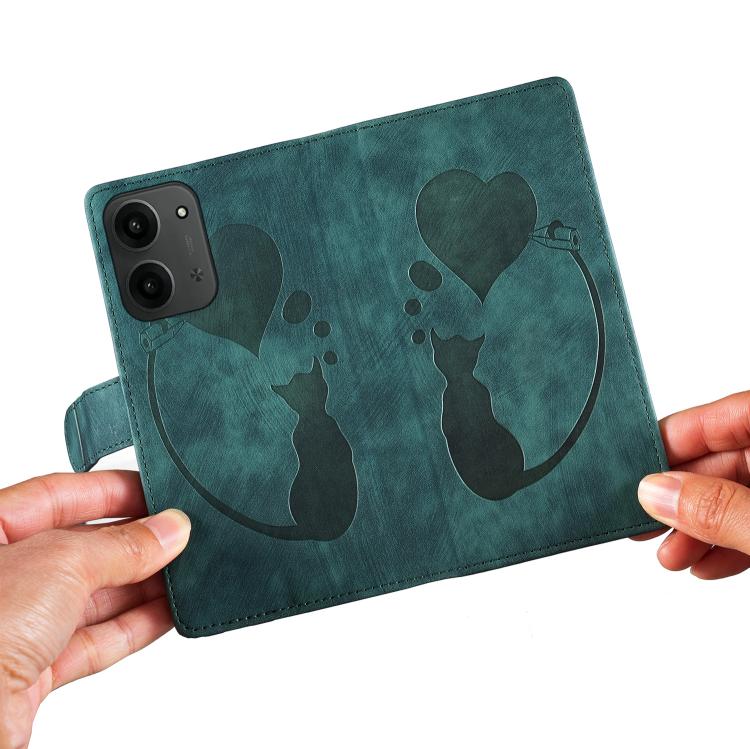 For Redmi 15C 5G / 4G EU 173mm Pen Heart Cat Embossed Leather Phone Case